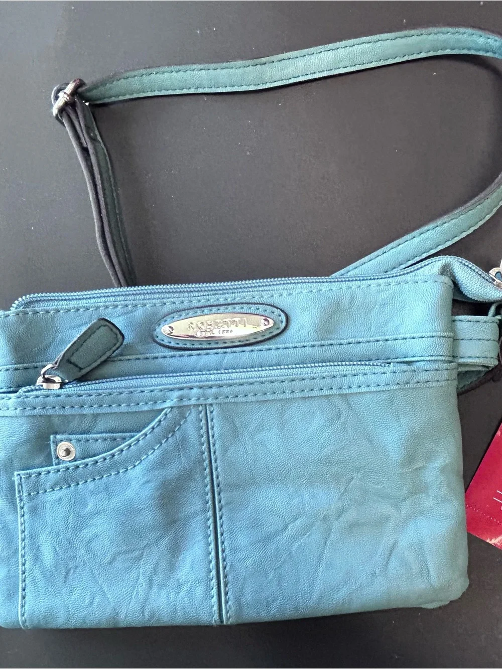 Rosetti Faux Leather Crossbody Jean Pocket Design Teal Light Bag VTG
